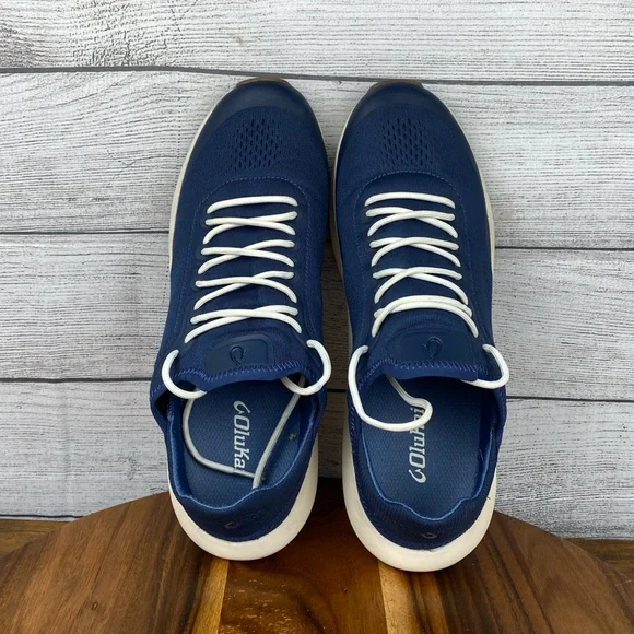 OluKai Kaholo Navy Blue Lace Up Sneaker Lightweight Mesh Men’s Shoe Size 11